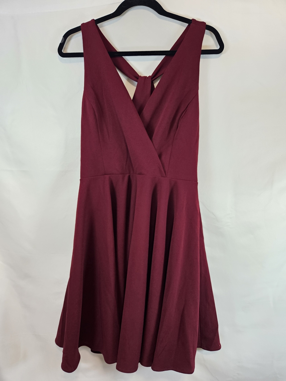 Lulu's Burgundy Sleeveless V-Neck Fit & Flare Midi Dress Homecoming Dance Party